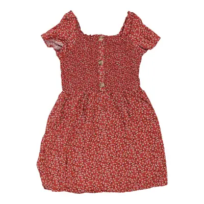 Age 12-13 Primark Floral Dress - Large Red Cotton Blend