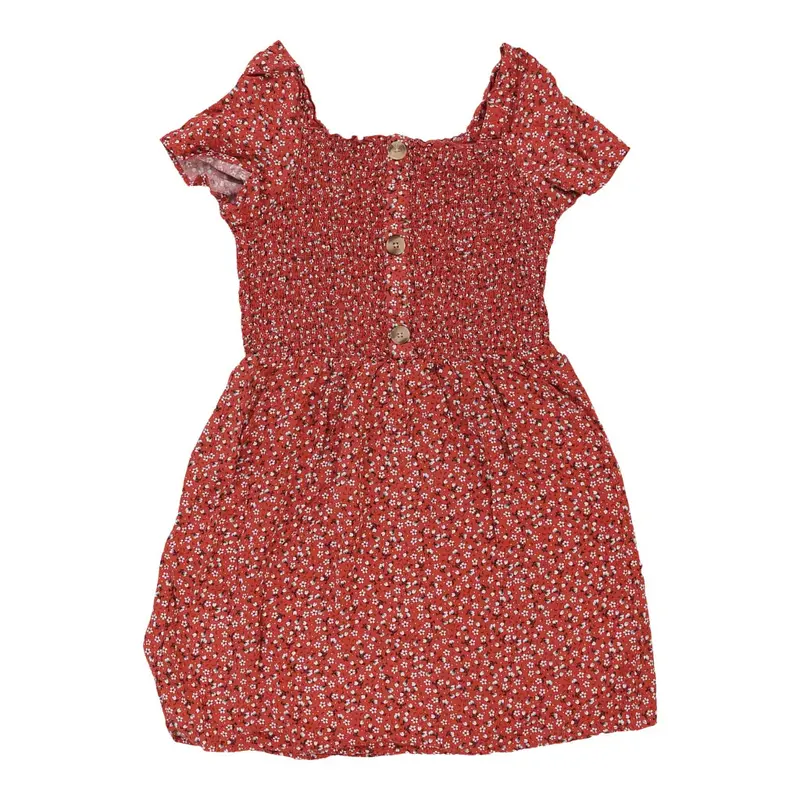Age 12-13 Primark Floral Dress - Large Red Cotton Blend