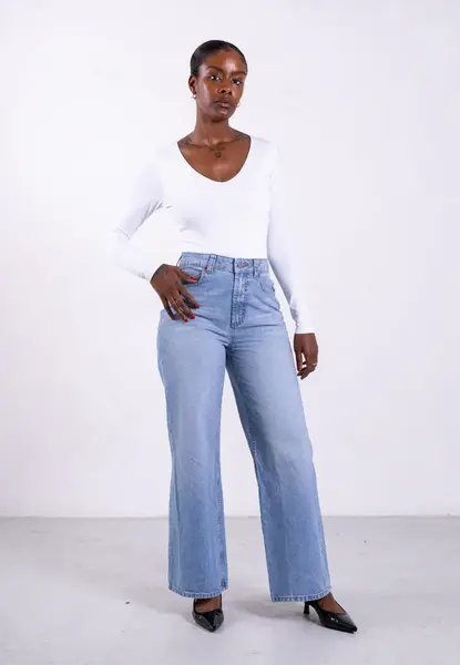 Organic Cotton V-Neck Long Sleeve T-Shirt, White | Size: XXXL