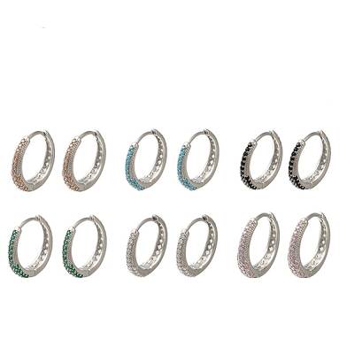 Rack Plating Brass Micro Pave Cubic Zirconia Hoop Earrings