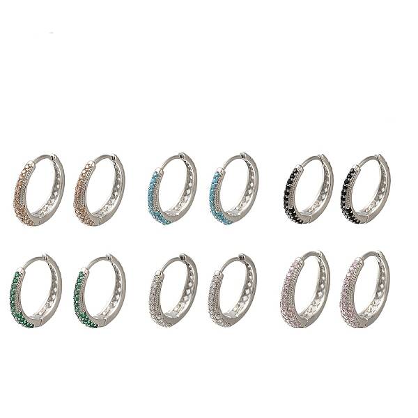 Rack Plating Brass Micro Pave Cubic Zirconia Hoop Earrings
