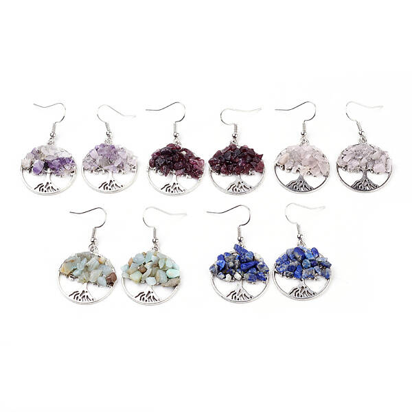 Natural Gemstone Dangle Earrings