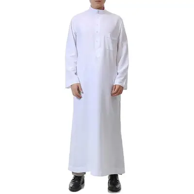 Muslim Men Long Sleeve Thobe Middle East Saudi Arab Kaftan Islamic Abaya Dress Dubai Robes