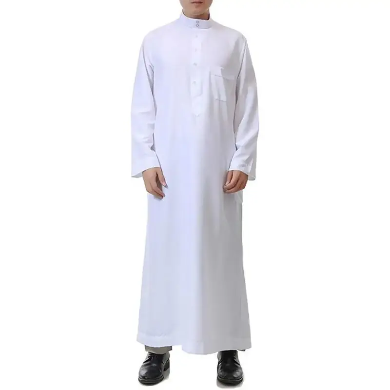 Muslim Men Long Sleeve Thobe Middle East Saudi Arab Kaftan Islamic Abaya Dress Dubai Robes