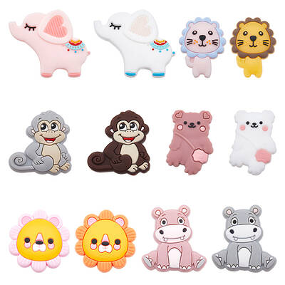 12Pcs 12 Style Food Grade Eco-Friendly Silicone Focal Beads