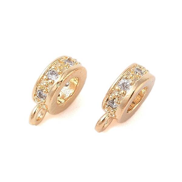Brass Micro Pave Clear Cubic Zirconia Tube Bails