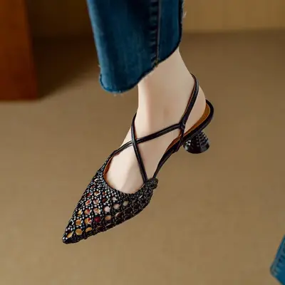 CHIKO Tabbitha Pointy Toe Kitten Heels Slingback Shoes