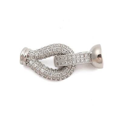 Brass Micro Pave Clear Cubic Zirconia Fold Over Clasps