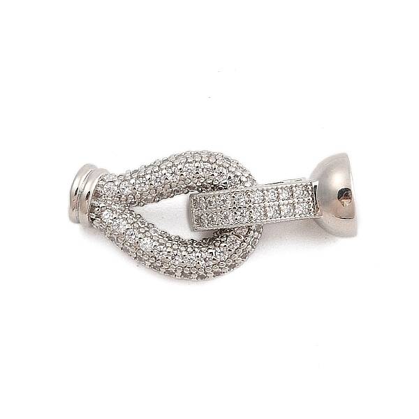Brass Micro Pave Clear Cubic Zirconia Fold Over Clasps