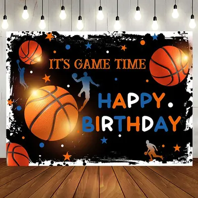 Its Game Time Basketball Sports Birthday Backdrop - Aperturee