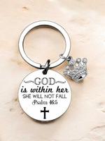 Fashion Letter Pattern Keychain, Round Shaped Keychain for Women & Men, Trendy All-match & Exquisite Keychain for Birthday Gi...