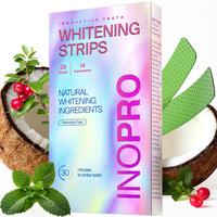 InoPro Teeth Whitening Strips 14 Treatments Kit, Peroxide Free Gentle Enamel Safe Green Strips, Instant Teeth Brightener w/ C...