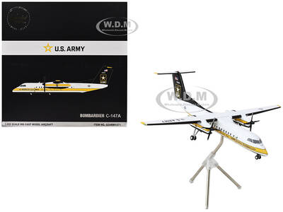 Bombardier C-147A Transport Aircraft Golden Knights Parachute Team United States Army (17-01610) White with Yellow Stripes an...