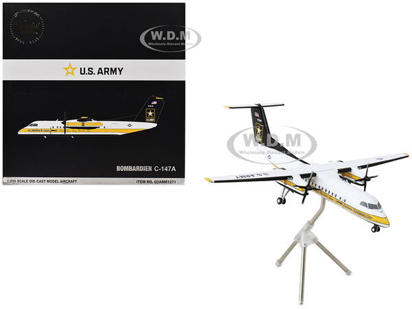 Bombardier C-147A Transport Aircraft Golden Knights Parachute Team United States Army (17-01610) White with Yellow Stripes an...
