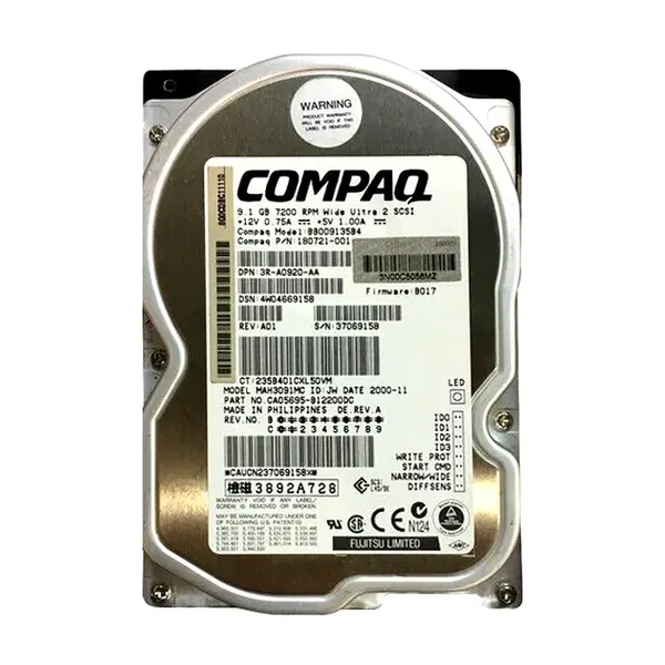 3R-A0920-AA HP 9.1GB Wide Ultra2 SCSI 7200 3.5-inch Hard Drive