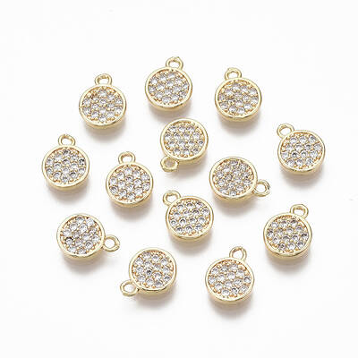 Brass Micro Pave Clear Cubic Zirconia Charms