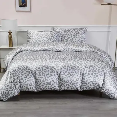 Leopard Print Soft Satin Duvet Cover Set, 3 Counts/set Including Duvet Cover & 2 Pillowcase without Filler, Soft Comfortable ...
