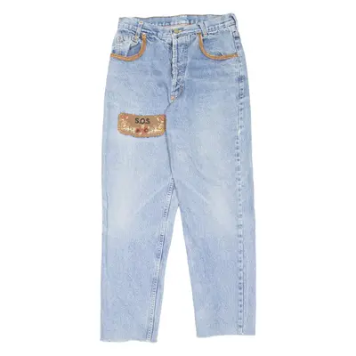 Womens Jeans Blue Regular Mom 90s Stone Wash W27 L27