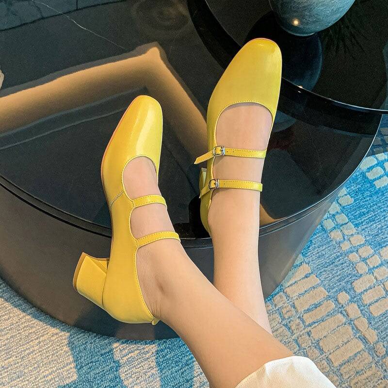 CHIKO Danas Round Toe Block Heels Mary Jane Shoes