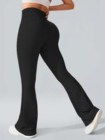 Women's Solid High Waist Flare Leg Sports Leggings, Casual Comfy Breathable Skinny Pants for Yoga Gym Workout Running, Yoga P...
