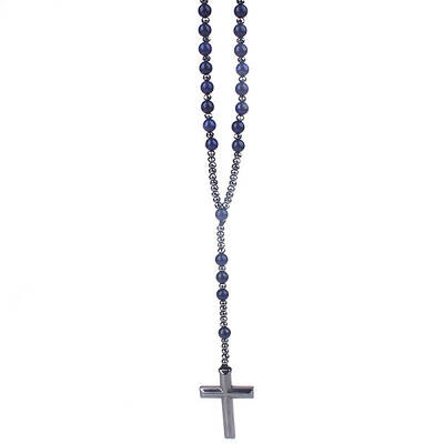 Natural Lapis Lazuli Rosary Bead Necklace