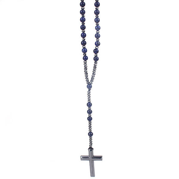 Natural Lapis Lazuli Rosary Bead Necklace