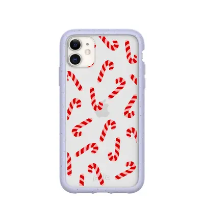 Clear Candy Cane Chaos iPhone 11 Case With Lavender Ridge
