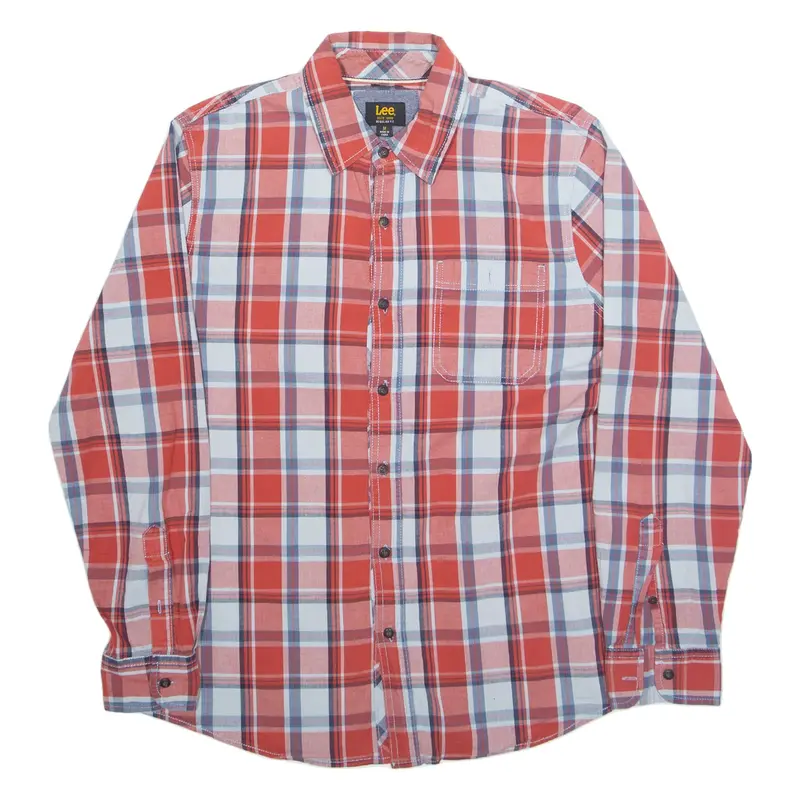 LEE Stretch Mens Shirt Red Check Long Sleeve M