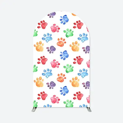 Aperturee Colorful Cute Paw Prints Arch Backdrop For Party | Wedding Arch Backdrop | Chiara Wall Backdrop Diy | Diy Round Arc...