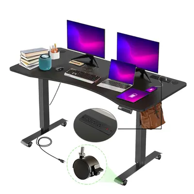 Ergonomic Curved Electric Standing Desk 48/55/63 Inches Adjustable Height Sit Stand Up Desk for Home Office Computer Workstat...