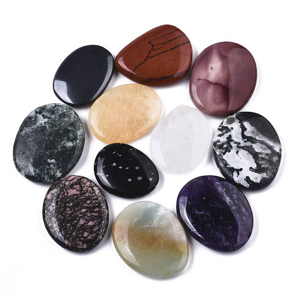 Oval Natural Mixed Gemstone Palm Stone