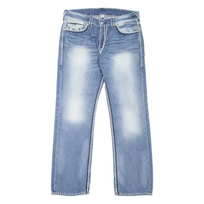 TRUE RELIGION Mens Jeans Blue Regular Straight Stone Wash W36 L33