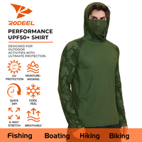 RODEEL UPF 50+ Sun UV Protection Hoodie Shirts, Men Raglan Long Sleeve Lightweight Quick Dry Breathable Cooling Rash Guard wi...