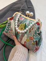 Women's Elegant Floral & Leaf Print Purse Crossbody Bag,  Handbag Sling Bag, Fashionable Colorblock Shoulder Bag for Daily Us...