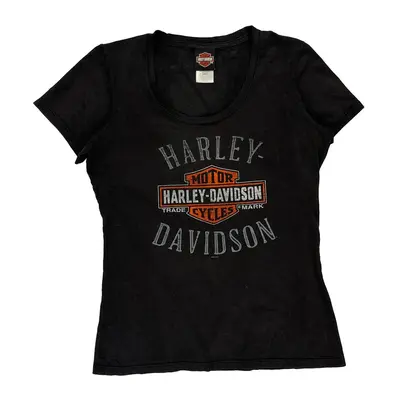 Harley Davidson Graphic T-Shirt - Large Black Cotton