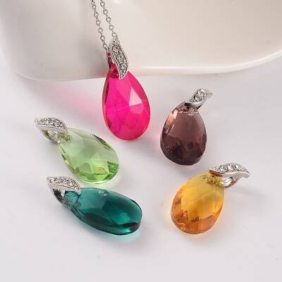 Faceted Teardrop Brass Glass Pendants
