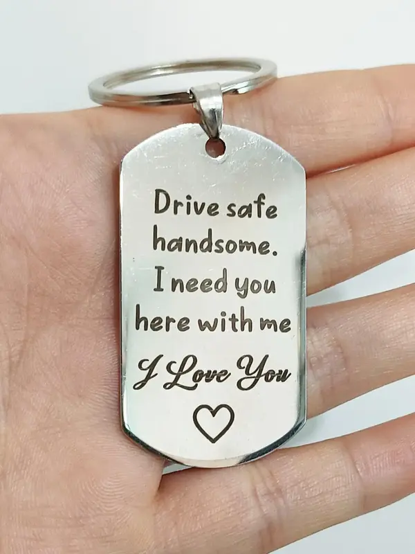 Creative Letter & Slogan Pattern Metal Keychain for Car Keys, Stainless Steel Key Ring with Pendant, 2024 Fashion Keychains A...
