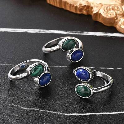 Natural Malachite & Lapis Lazuli Finger Rings