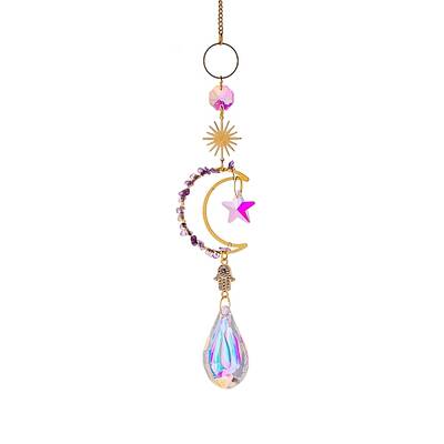 Glass & Brass Moon Star Pendant Decorations