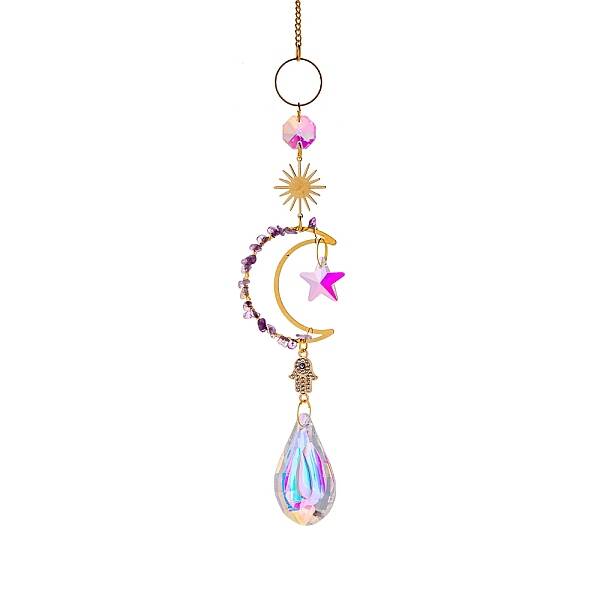 Glass & Brass Moon Star Pendant Decorations