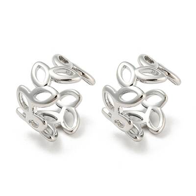 Hollow Leafy Branch Brass Cuff Earrings