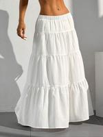 Women's Plain Ruffle Trim Hem Long Skirt, Casual Loose Fashionable Skirt for Daily Wear, Ladies Bottoms for All Seasons, Wome...