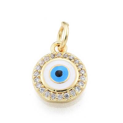 Brass Micro Pave Clear Cubic Zirconia Charms