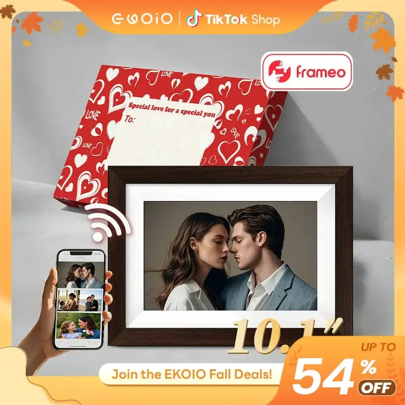 Ekoio Gift idea,10.1 Inch WiFi Digital Photo Frame with 1280 * 800P IPS Touch Screen ,Built-in 32GB Storage,Video Clips and S...