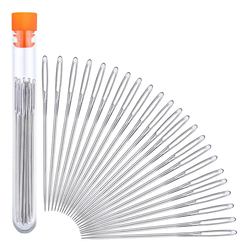 Large Eye Sewing Needle Set, 23pcs/set Stainless Steel Sewing Needle with Plastic Bottle, Sewing Accessories for Home & Sewin...