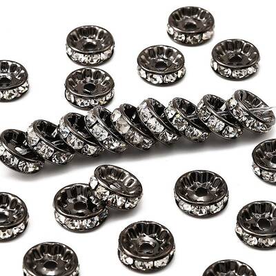 Brass Rhinestone Spacer Beads