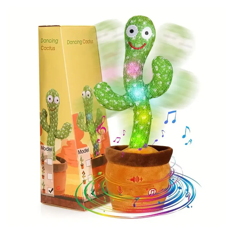 EMOIN Dancing Cactus Toys Three buttons Cactus Toys Repeats What You Say Toys Dancing Cactus Mimicking Toy with LED English S...