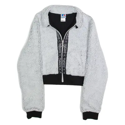 RUSSELL ATHLETIC Cropped Womens Fleece Jacket Grey M