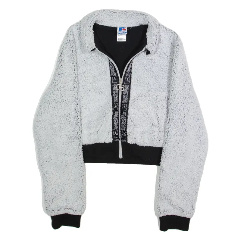 RUSSELL ATHLETIC Cropped Womens Fleece Jacket Grey M
