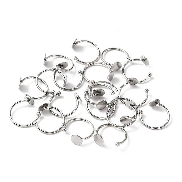 10Pcs 304 Stainless Steel Open Cuff Rings Findings